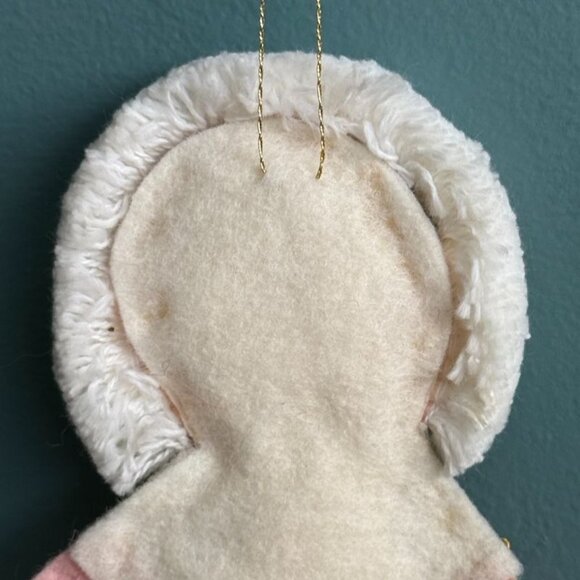 Vintage 70s Handmade Felt Eskimo Girl Christmas Ornament Inuit Yupik 5" - Picture 7 of 8